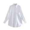Z# Camisa Nueva de Manga Larga Casual Europea y Americana para Mujer Retro Holgada de Color Sólido Camisa de Lino para Mujer 8372 034 403