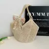 Bolso tote tejido calado, gran capacidad, bolso de hombro de ganchillo de hilo de algodón, perfecto para vacaciones en la playa, ir al trabajo y uso diario, nueva colección de verano 2026