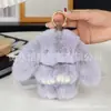 Juguete de Peluche de Conejo Adorable Color Escarcha de Imitación de Piel de Conejo Rex, Colgante para Bolso de Conejo, Llavero, Regalo de Cumpleaños