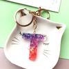 Llavero Creativo con Letra de Pan de Oro Colgante para Bolso Material de Resina Artesanía de Goteo de Pegamento Set de Regalo Personalizado DIY Se Puede Hacer
