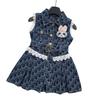 Vestido de mezclilla para niña 2025 Verano Nuevo Vestido con solapa de encaje para niña Estilo coreano Falda para niña
