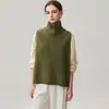 Chaleco de Punto de Cachemira Otoño/Invierno 2026 para Mujer Cuello Alto Media Cremallera Abertura Sin Mangas Suéter Chaleco de Punto Versátil