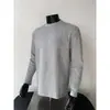 Camiseta de manga larga de punto acanalado estilo americano con retazos para hombre, corte limpio, capa base casual, cuello redondo, top holgado para otoño