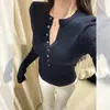 Suéter de punto amarillo para mujer, atuendo de primavera, principios de otoño, chic coreano, camiseta base de punto única, top de manga larga para mujer