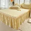 2025 Nuevo Juego de Falda de Cama de Algodón de Tres Piezas, Estilo Colcha de una Pieza, Sábana de Cama de Algodón Puro con Volantes, Falda Cubierta Envolvente para Cama Estilo Coreano