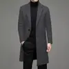 Abrigo de lana de longitud media ajustado estilo coreano para hombre de AliExpress, color liso de moda, gabardina de mezcla de lana para hombre de talla grande