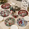 Posavasos Redondo para Mesa de Navidad Muñeco de Nieve Sombrero Negro Impresión de Muñeco de Nieve Aislante Decoración de Mesa de Comedor de Navidad Mesa Redonda