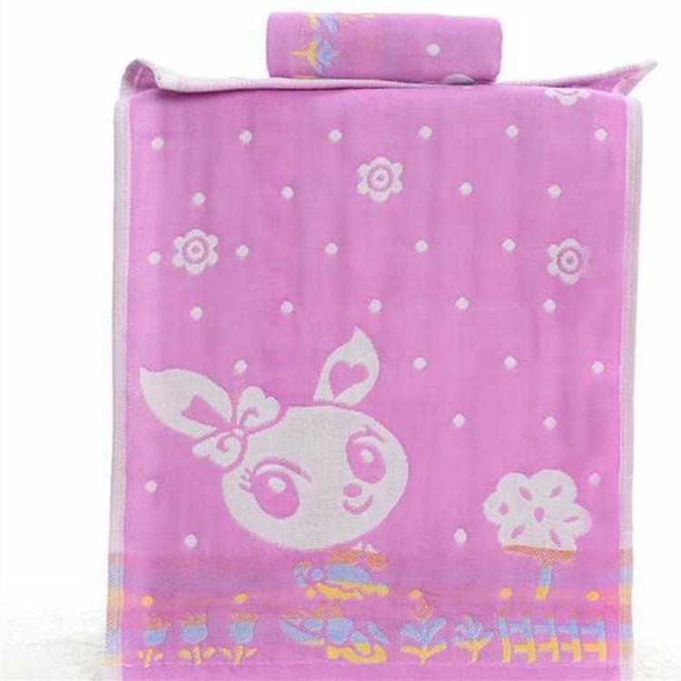 儿童巾小花兔紫