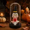 Adorno de calavera en cúpula de cristal para Halloween, sombrero de mago, araña, decoración de fantasma, lámpara de atmósfera festiva de escritorio estilo terror