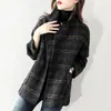 Chaqueta de Traje de Lana a Cuadros para Mujer 2025 Otoño Nuevo Estilo Coreano Suelta Retro Abrigo de Lana a Cuadros Largo Medio