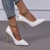 Otoño 2025 Nuevo Estilo Europeo y Americano Color Sólido Patrón de Escamas de Serpiente Top Bajo Pierna Tacón Aguja Moda Diaria Zapatos de Tacón Alto