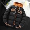 Chaqueta de algodón con capucha de dos piezas para hombre, ropa de abrigo gruesa de algodón, tendencia de moda de invierno, 2024