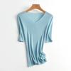 CHAO é magro! Camiseta Base Feminina Shimadzu Seamless Peça Única 18 Pontos Lã Solúvel em Água Gola V Manga Média Primavera