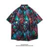 Marca Nueva de Tendencia Transfronteriza Primavera y Verano Camisa de Playa de Manga Corta Estampada Estilo Hong Kong para Hombre Holgada y Versátil Casual Camisa Floral para Pareja