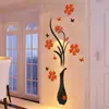 Pegatina de pared autoadhesiva jarrón ciruela Cristal acrílico sala de estar pasillo dormitorio pared de fondo de TV hogar papel tapiz autoadhesivo pegatina de pared