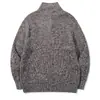 Suéter Rumeng de estilo retro japonés, cuello semi-alto con media cremallera, hilo floral, para hombre y mujer, otoño, peso pesado, tejido de punto suelto acanalado vertical