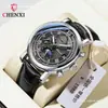 Reloj Multifuncional para Hombre CHENXI Luz de Mañana Fase Lunar con Esfera Grande, Cronógrafo, Calendario, Versátil para Vestir Formal de Negocios, Reloj de Cuarzo