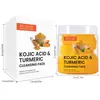 Almofadas de Limpeza de Cúrcuma Estilo Tk Europeu e Americano Transfronteiriças para Cuidados Faciais, Limpeza Profunda, Esfoliação, Clareamento e Rejuvenescimento da Pele com Pads de Algodão com Ácido Kojico