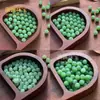 Talla de Jade Hetian Natural con Patrón de Loto Perforado, Joyería de Jade Verde, Cuentas Espaciadoras de Calabaza, Venta al por Mayor de Cuentas Sueltas