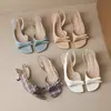 Sandalias de Tacón Alto Weiwei Girl 9366-1 Estilo Francés con Lazo para Mujer, Tacones Finos de Verano, Espalda Descubierta, Cómodas y Deslumbrantes