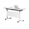 Mesa de Conferência Dobrável, Mesa de Escritório Multifuncional, Conjunto de Mesa e Cadeiras Brancas para Treinamento Móvel e Interconectável com Rodas, Mesa Retangular Longa