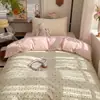 Juego de Ropa de Cama de Algodón 100% de Grado A para Maternidad e Infancia de Cuatro Piezas, Juego de Sábana y Funda de Edredón de Algodón Puro Fresco Estilo Ins, Juego de Tres Piezas para Dormitorio de Estudiantes