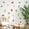 Br0227C Flor de Morango Trevo da Sorte Adesivo de Parede Autoadesivo Sala de Estar Quarto de Crianças Jardim de Infância Adesivo de Decoração