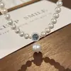 Exquisito Collar Colgante de Perla Aguamarina, Cadena de Suéter de Moda de Lujo Ligero, Nuevo Modelo 2026 Cadena para Clavícula