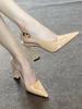 Preciosos Zapatos de Tacón Alto de Charol Color Nude con Tacón de Herradura para Mujer, con Tacones Gruesos, Puntas Puntiagudas y Suelas Rojas