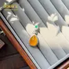 Pingente de calcedônia de ágata amarelo gelo em forma de ovo de pombo, colar de jade de ágata feminino, suprimento para live stream, múltiplos estilos disponíveis