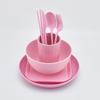 Amazon Juego de 8 Piezas de Paja de Trigo Tazón y Platillo Taza Cuchara Palillos Vajilla Tazón Plato de Cena Plato de Taza Cuchillo y Tenedor Cuchara Juego de Vajilla