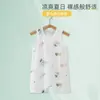 Colete de Verão para Bebê, Pijama Fino Sem Mangas Protetor da Barriga, Shorts com Botões nos Ombros, Macacão Peça Única, Roupa de Casa Respirável para Engatinhar