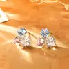 Pendientes Dulces de Circonita Cúbica de Colores, Frescos y Dulces, Pequeños y Delicados, Pendientes Brillantes, Joyería para Piercing de Oreja Estilo Femenino