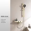 Juego de Ducha Dorado Cepillado Cabezal de Ducha Simple Sin Soporte de Barra Todo Cobre Baño del Hogar Inodoro Cabezal de Ducha Minimalista que Aumenta la Presión
