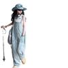 Traje de Verano para Niñas 2025 Nueva Moda Niñas Estilo Coreano Chaleco con Letras Estilo Infantil Mediano y Grande Overol de Mezclilla