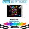 Set de marcadores acrílicos de doble punta de 72 colores transfronterizo, bolígrafo de punta suave para pintura DIY en piedra y cerámica, material de arte para niños