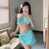 Deseo Puro Pequeño Estilo Chanel Elegante Diosa Sin Tirantes Hombro Sexy Abertura Conjunto de Tres Piezas Traje de Baño Pecho Pequeño Traje de Baño para Mujer