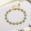 Pulseira Flor de Aço Inoxidável com Pétalas de Flor Coloridas Incrustadas com Zircônia Colorida - Joias para Venda no Atacado