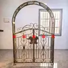 Portão de Pátio Estilo Europeu Arco de Portão Treliça para Flores Trepadeiras ao Ar Livre Jardim Arte em Ferro Arco de Portão Villa Rosa Flores Frescas Estrutura para Trepadeiras