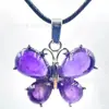 Fornecimento exclusivo transfronteiriço: Conjunto de Ametista Moda Pingente Cristal Natural Quartzo Ágata Colar Feminino