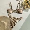 Em Estoque 2026 Moda Europeia e Americana Sexy Novo Maiô Listrado Feminino Biquíni Duas Peças Roupa de Banho Mais Vendida
