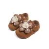 Sandálias Birkenstock femininas estilo princesa doce floral retrô, novos sapatos casuais versáteis de couro estilo coreano para primavera/outono de 2026