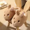 Chinelos de Algodão Desenho de Coelho para Mulheres, Fofos e Quentes, Adequados para Uso Externo no Inverno, Novo Modelo 2026, Chinelos Pelúcia para Casa para Meninas