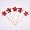 Conjunto de 5 Bandeirinhas Decorativas para Bolo, Estrela de Cinco Pontas e Coração em Couro PU de Alto Brilho Espelhado Toppers para Mesa de Sobremesas, Bandeirinhas com Palito