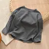 Categoría a Camiseta de Manga Larga de Algodón de Bambú para Niños, Camiseta Básica Unisex de Algodón Puro con Cuello Redondo para Niños Pequeños, Ropa de Primavera y Verano para Niños en Stock