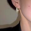Brincos Semicirculares com Zircônia Microincrustada Dourada Agulha de Prata S925 Sentido Avançado Brilho Exquisito Diamante Fivela de Orelha em Arco Feminina Tendência Nicho
