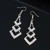 Joias de origem transfronteiriça europeias e americanas moda brincos geométricos femininos da moda franja corrente de garra de strass brincos multicamadas E614