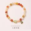 Pulseira de Jade Dourado Natural de Xinjiang Fivela de Ágata Calcedônia Pulseira de Jade do Deserto Gobi Presente para Namorada Atacado