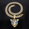 Colgante de cabeza de leopardo con incrustaciones de diamantes, exagerado y dominante, estilo hip hop, estilo punk, estilo hip hop, estilo europeo y americano.