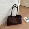 Bolsa de Palha Tecida Simples Estilo Coreano Feminina 2026 Nova Moda Grande Capacidade Bolsa de Ombro Casual para o Dia a Dia